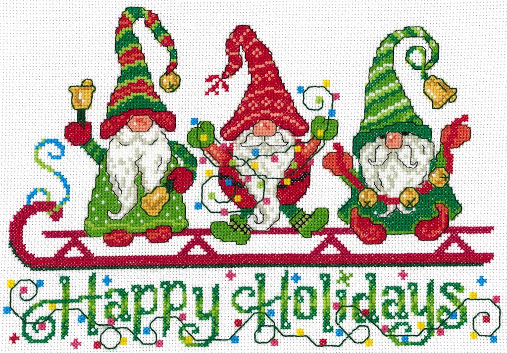 Red & Green Embroidered Holiday Gnomes 6-Piece Washcloth Set