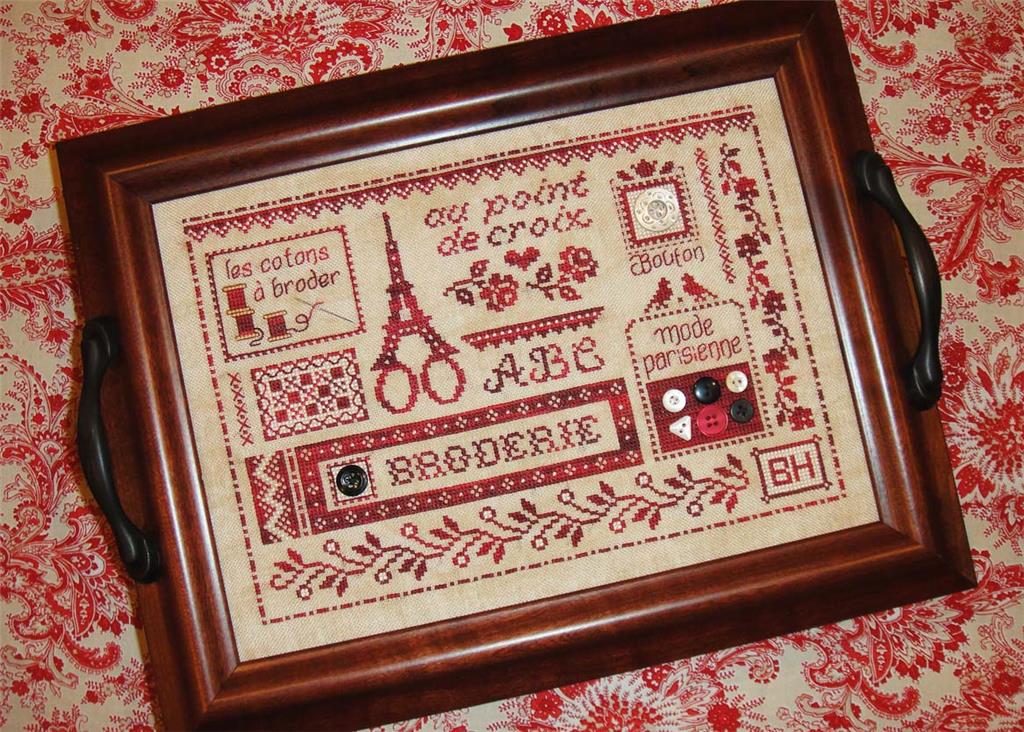 ROYAL PARIS vintage counted cross stitch girl & bird wood stretching newest frame 178